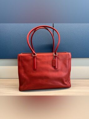Vintage 2002 Coach Red Leather Tote Work Bag + Matching Planner Set Y2K 9426